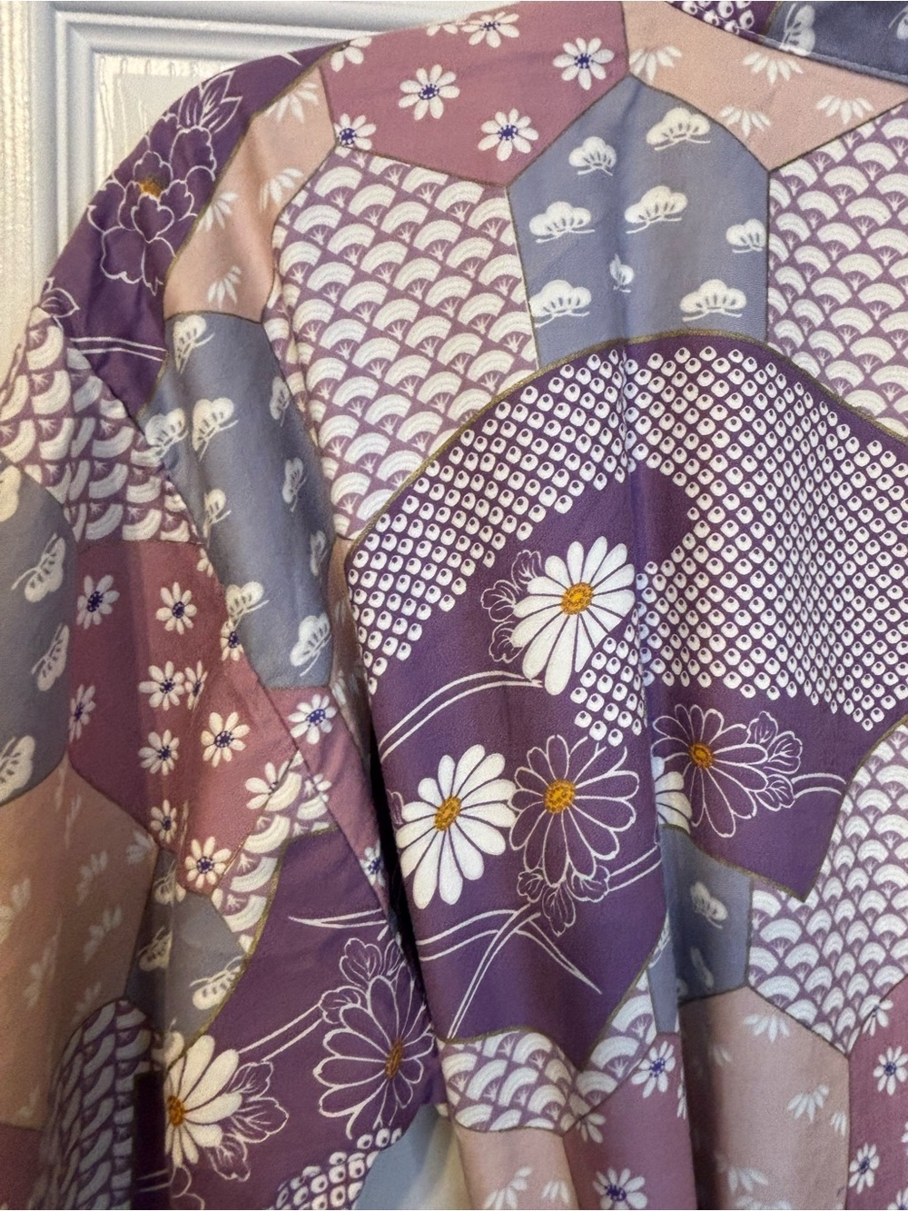 Vintage Japanese Yukata Kimono Robe 100% Cotton Floral Made in Japan OS - Picture 12 of 12
